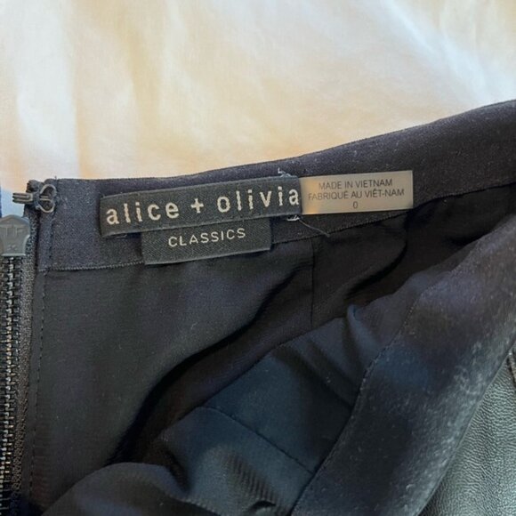 Alice + Olivia Carter Pleated Vegan Leather Mini Skirt  Black  0 - Picture 6 of 6